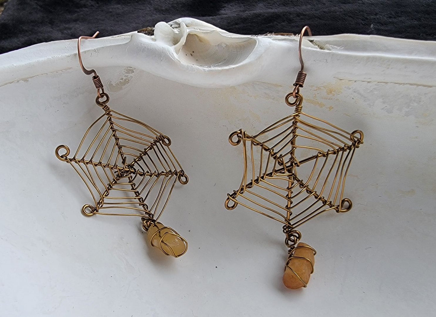 Agate Spiderweb Earrings