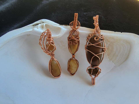 Copper Two Stone Pendants