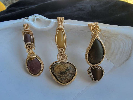 Gold Two Stone Pendants